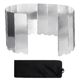 Junhui Wind protection for camping stoves, 16 pieces, foldable wind protection for camping, gas stove, lightweight aluminium windscreen for outdoor barbecue, picnic