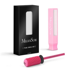 MelodySusie Safety Nail Drill Bits, 3/32'' Smooth Round Top Large Barrel Carbide Bits, Suitable for Manicure Pedicure Cuticle Gel Polishing, Beginners Bits, Pink Blossom, Series Bit-S, XC