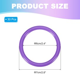 PATIKIL 2.8 Inch Plastic Ring-Toss Rings for Bottles, 30 Pack Carnival Rings Plastic Hoops for Speed and Agility Practice Outdoor Party Favor, Purple