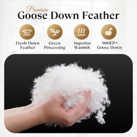Wellos Luxury 900+ Fill Power Goose Feather Down Comforter Queen Size - 1600 TC/DM Cotton Blend Medium Warmth Duvet Insert for All Season + 8 Corner Tabs + 3D Baffle Box - Queen 90 X 90”