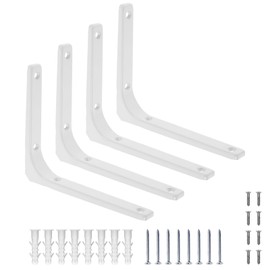 Shelf Brackets White 4 Pcs 6 Inch Premium Right Angle Corner Brackets for Shelf – Support Shelving Brackets for Wall Hanging – Heavy-Duty Steel Angle Brackets for Floating Shelves