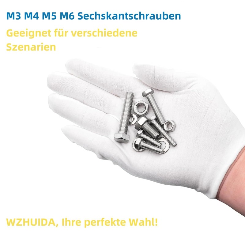 WZHUIDA 600 Pieces M3 M4 M5 M6 Hex Screws and