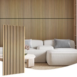 2Pcs Wood Slat Acoustic Panels for Wall - 47.2in x 23.6in 3d Fluted Sound Proof Panels for Walls and Ceiling Interior Wall Decor - Oak