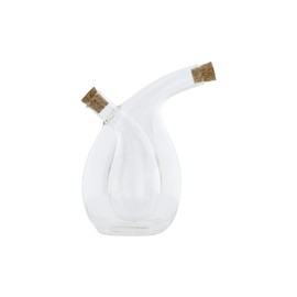 Clear Handblown Glass Two in One Oil & Vinegar Cruet with Cork Stoppers