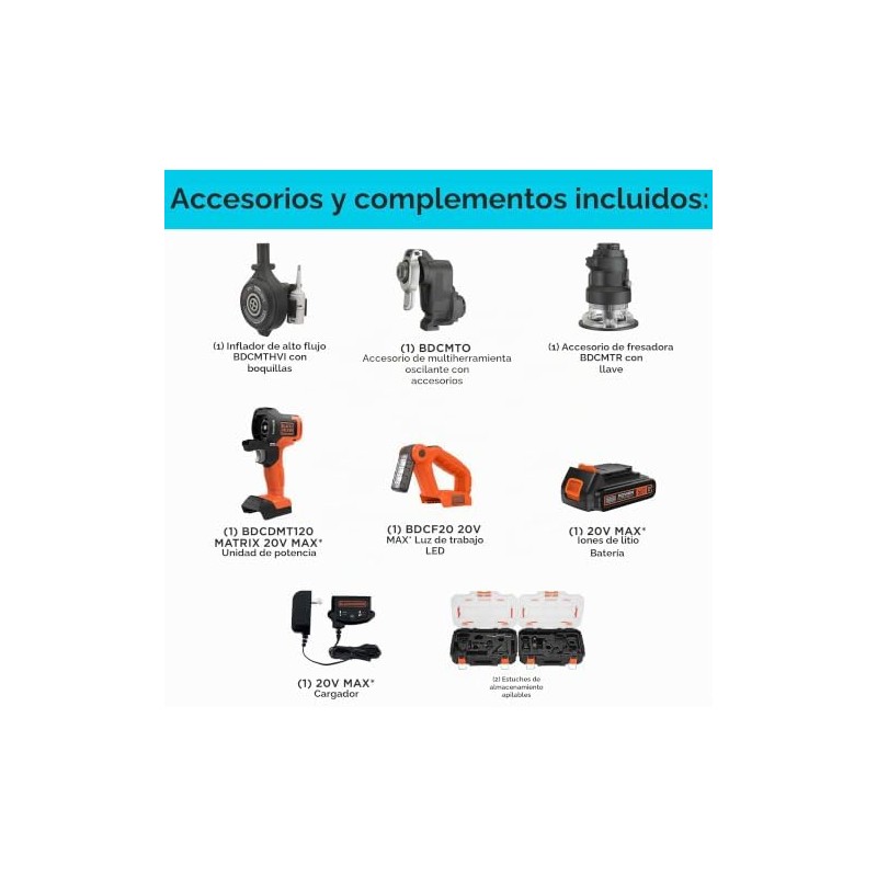 BLACKDECKER MATRIX 20V MAX Kit de herramientas eléctricas, incluye taladro