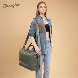 Wrangler Travel Duffel Bag Carry On Overnight Bag with Shoe Compartment Weekender Bag for Women and Men
