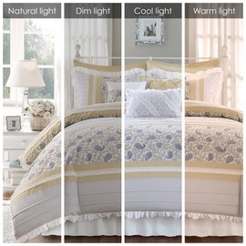 Madison Park Dawn 100% Cotton Shabby Chic Comforter Set-Modern Cottage Design All Season Down Alternative Bedding, Matching Shams, Bedskirt, Decorative Pillows, King(104"x92"), Yellow 9 Piece