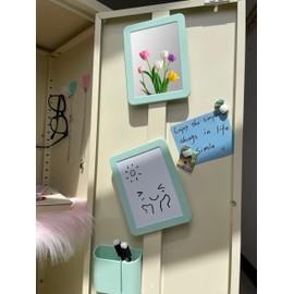 Green Locker Accessories for Girls with Magnetic Whiteboard, Locker Mirror, Pen Holder and Locker Magnets for Refrigerator, Back to School Essentials Locker Organizer & Decorations