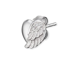 Engelsrufer Women's Winged Heart Stud Earrings 925 Sterling Silver, Rhodium Silver, Silver