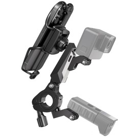 BEWISER Bike Phone Mount Holder with Gopro Joint& Light Joint, 3 in 1 Upgrade Bike Accessory Quick Install Handlebar Clip,Swivel Motorcycle Phone Mount for 4.7-6.7” Phone