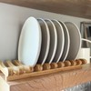 Frcctre Bamboo Dish Drying Rack, 10 Slots Bamboo Cabinet Plate