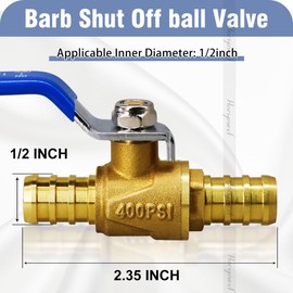 Horiznext pex valves 1/2 inch, brass full port pex shut off valve barb kit with crimp rings for water pipe fitting air hose fuel tubing and gas line (4 red & 4 blue)