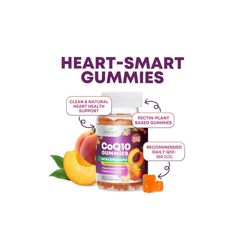 CoQ10 Gomitas - Vitaminas de goma de melocotón con coenzima