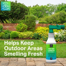 Yard Odor Eliminator for Dogs Plus Citronella - Outdoor Yard Deodorizer for Dog Urine & Poop - 32 fl oz Spray Eliminates Smell from Lawn and Yard - Use on Grass, Patios, Gravel, Concrete & More