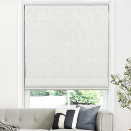 LazBlinds Cordless Roman Shades for Windows, Blackout Room Darkening Thermal Insulated Window Blinds, Lightweight Fabric Blinds for Indoor Windows, 34.5" W x 48" H, Off White