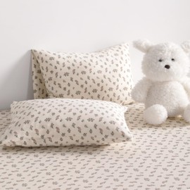 NTBAY 2 Pack 100% Natural Jersey Cotton Toddler Pillowcases, Super Soft and Breathable Thick Fabric Travel Pillow Cases with Envelope Closure for Nursery, 13x18 Inches, Pink and Ivory Floral