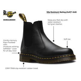 Dr. Martens, Unisex 2976 Slip Resistant Service Boots, Black, 13 US Women/12 US Men