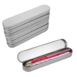 Chanumetal Pack of 6 Pen Box, Metal Pen Organiser, Box Storage with Lid, Tin with Lid, Small, Metal Box for Pens Storage, Pen Box