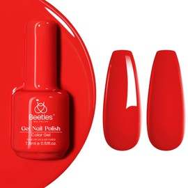 Beetles Christmas Red Gel Polish - 1 Pcs 15ml 0.51 FL.OZ Red Color Soak Off U V LED Gel Polish Nail Art Design Manicure Salon DIY Salon
