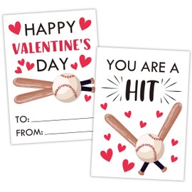 Muruseni Greetings Valentine's Day Cards for Kids Classroom, 30 Valentine's Greeting Cards, Sports Baseball Valentine's Classroom School Exchange Cards for Girls Boys Party Favors