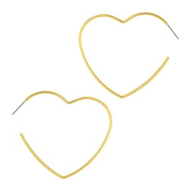 And Lovely 18K Gold Dippped Heart Hoop Earrings - Cute Gold Tone Hypoallergenic Lightweight Fun Statement Earrings (Gold Heart Hoops)