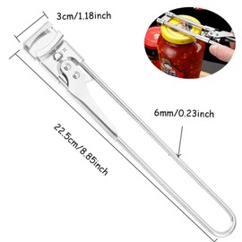 Yilceemy Stainless Steel Jar Opener, Jar Opener Lid Opener Stainless Steel Can Opener Manual for Seniors, Arthritis, Women (22.5 x 3 cm)