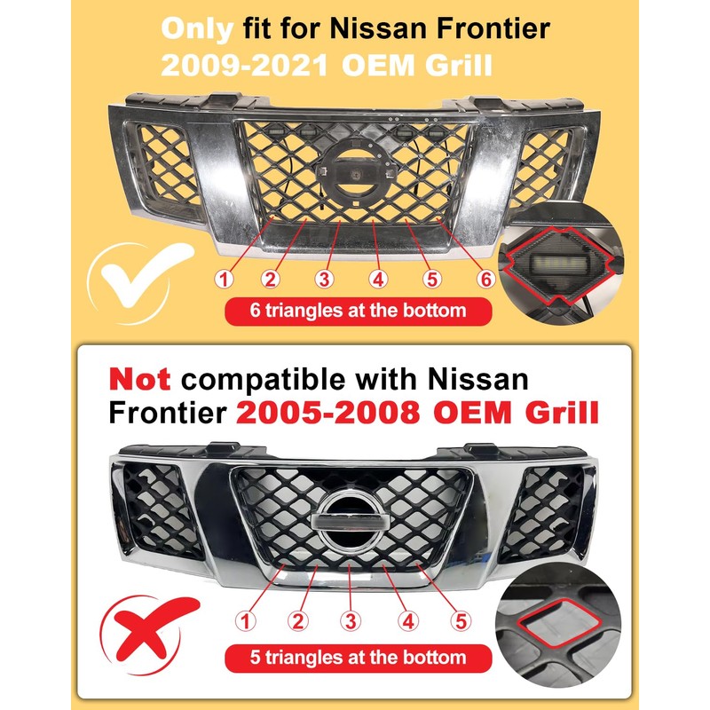 OKLSG LED Front Grill Lights for Nissan Frontier 2009-2021 Raptor