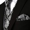 ZEROYAA Mens Classic 3pc Jacquard Paisley Vest Set Necktie Pocket