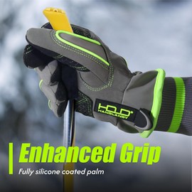 HANDLANDY Waterproof Insulated Work Gloves, Thermal Winter Gloves for Men Women Touch Screen, Warm Ski Snowboard Cold Weather Gloves (Green, L)