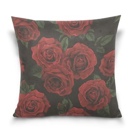 Moyyo Red Roses Flowers Cushion Cover Throw Pillow Case Decorative Cushion Cover Soft Hug Pillow Case Home Decor Pillow Case Cushion Cover for Sofa Bedroom Garden Chairs