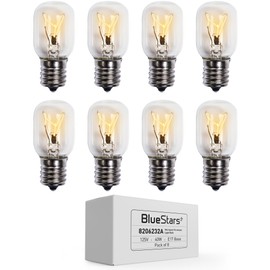 BlueStars 8 Packs 8206232A Whirlpool Microwave Oven Bulb Kei 125v 40w E17 Base Under Hood Incandescent Bulbs for Whirlpool Maytag, Lava Lamps, Salt Lamp - Replaces 1890433 8206232 AP4512653