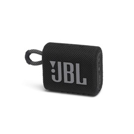 JBL GO3 JBLGO3BLK Bluetooth Speaker, USB C Charging, IP67 Dustproof, Waterproof, Passive Radiator, Portable, 2020 Model, Black