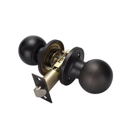 Passage Door Knobs, Left or Right Handing, Oil Rushed Brozen Finished Non-Locking Door Handle, Knobs for Hall and Closet Door, 1 Pack