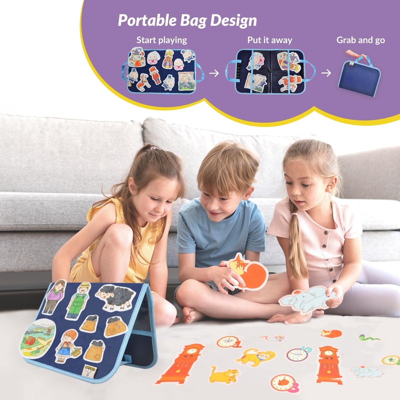 CHEFAN Felt Board for Toddlers, 4 Set Nursery Rhymes Felt