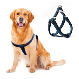 Reflective Dog Harness, No Pull Harness for Large Sized Dog, Quick Release Buckle Puppy Harness for Walk, Run, Training, Double D-Ring Step in Dog Harness for Dog Girls and Boy, Midnight Blue