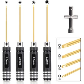 Gruiqrd Hex Driver Set, 4PCS RC Tools Kit Hexagon Allen Screwdriver Set with Cross Wrenches Sleeve for RC Car Boat Drone Multi-Axis Helicopter RC Models (1.5mm 2.0mm 2.5mm 3.0mm)