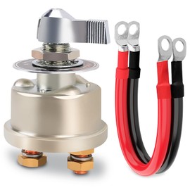 12-48V 200A Master Battery Disconnect Switch & 4 AWG 1FT Battery Cables Set, High Current Battery Power Cutoff Killer Switch for Car Vehicle RV Truck Boat Marine ATV On/Off Battery Isolator Switch