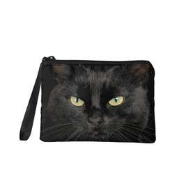chaqlin Purse Change Purse for Women Travel Cosmetic Bag Small Purse Bag with Strap Zip, black cat, vintage