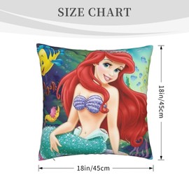 Cartoon Home Anime Bedroom Ariel Cushion Pillow Covers Mermaid Sofa Couch Decorative Square Little Throw Pillow Case 18x18 In