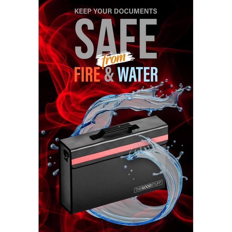 The Good Stuff Fireproof Document Box for Legal Documents, Passports,