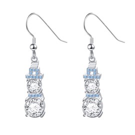 Yearace 925 Sterling Silver Cute CZ Snowman Stud Dangle Earrings Jewelry Set for Women Teens