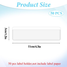 50 PCS Clear Label Holders, Mini Clear Labels, Bin Labels for Storage Bins, Plastic Clear Drawer Address Shelf Labels, Mini Sticker Strip for List Stickers Notes