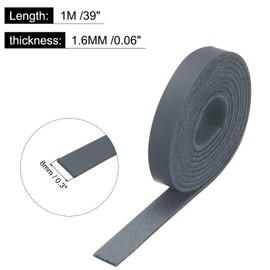 Rebower - Cordón plano de piel sintética de 39 pulgadas, 8 mm, correa de piel sintética, [para hacer joyas, manualidades, proyectos, cinturones, llaveros, accesorios]-1 m/gris oscuro