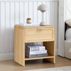 LEVNARY Nightstand with Charging Station, Mid-Century Modern Bedside Table with