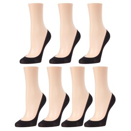 MeMoi Women's 7 Pair Pack Nylon Mesh No Show Liner Socks Black One Size