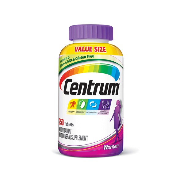 Centrum Multivitamin for Women, Multivitamin/Multimineral Supplement with Iron, Vitamins D3, B and Antioxidants - 250 Count