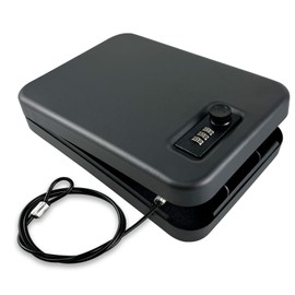 YIYITOOLS Pistol Safe, Portable Travel Gun Safe, Handgun Lock Box with Combination Lock for Home Desk Bedside Car, Black