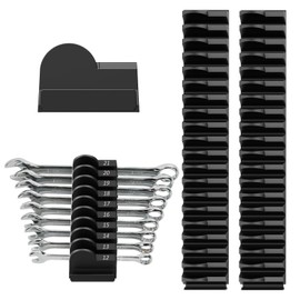 Mudygelay 52 pcs Modular Wrench Organizers for Tool Drawers - Wrench Rack with Metric&SAE Labels, Perfect Tool Storage Holder. Gift for Father and Boyfriend (Black)