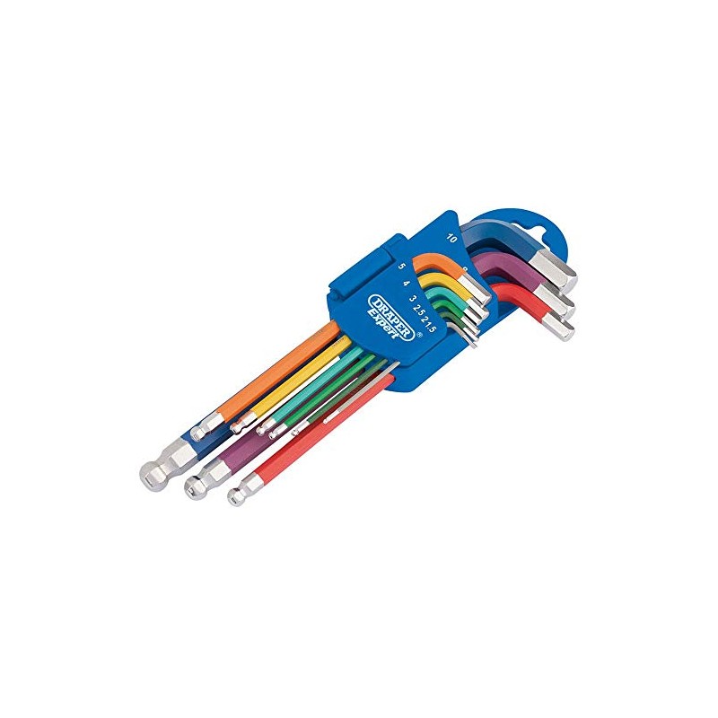 Draper 66132 Metric Coloured Hexagon and Ball End 9 Keys