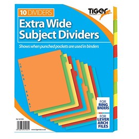 A4 10 Part Extra Wide Colour Coded Strong Filing Subject Tabbed Index Dividers